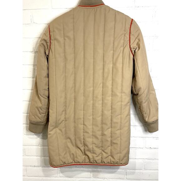 MAXONE Vintage Tan Quilted Spring Jacket Size Med- Large } Deep Pockets - Picture 9 of 10